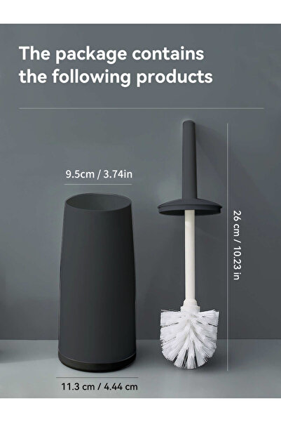 WORTHBUY Black Plastic Toilet Brush With Standing Base Long Handle Toilet Cleaning Brush For WC Bath