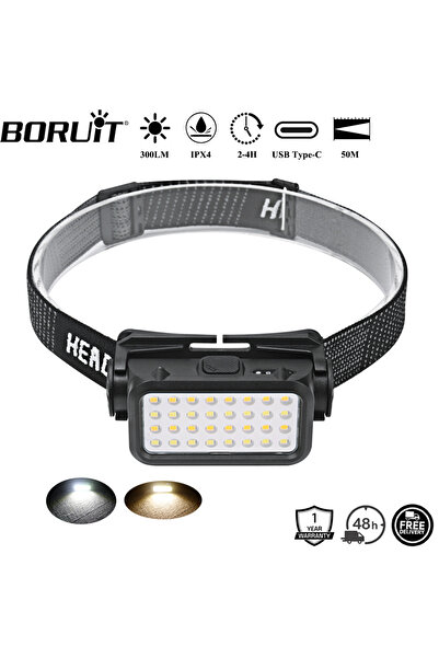 Choice مصباح رأس BORUiT K351 COB LED بقوة 400 لومن، قابل لإعادة الشحن من النو...