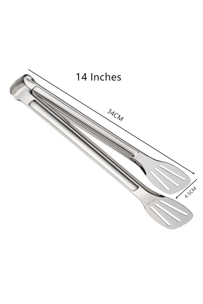 Choice ملقط طعام من الفولاذ المقاوم للصدأ بطول 14 بوصة، مناسب للشواء، للحوم، السلطات، شرائح اللحم، ولتقديم الطعام.