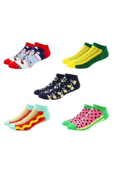 Choice EU39-46 DW005-5 Pairs 5 Pairs Novelty Fashion Colorful Casual Ankle Short Socks Harajuku Grid Space
