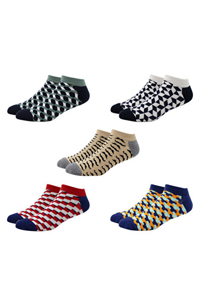 Choice EU39-46 DW003-5 Pairs 5 Pairs Novelty Fashion Colorful Casual Ankle Short Socks Harajuku Grid Space