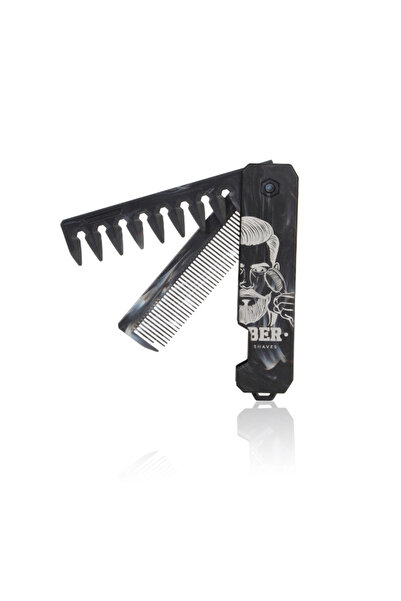 Choice مشط جيب قابل للطي جديد ذو أسنان عريضة، بلاستيكي، برأس زيتي، مناسب للحية والشعر.