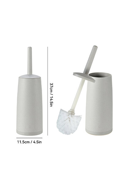 WORTHBUY Grey Plastic Toilet Brush With Standing Base Long Handle Toilet Cleaning Brush For WC Bathr