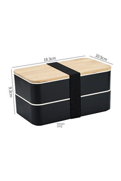 Choice double layer black New Japanese Style Bento Box, Minimalist Double-lay...