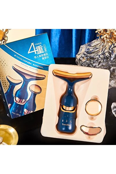 Choice جهاز شد الوجه 3 في 1 باللون الأزرق، لتدليك الرقبة والوجه والعينين، وتنحيف الوجه، وشد البشرة بتقنية التحفيز الكهربائي للعضلات (EMS).