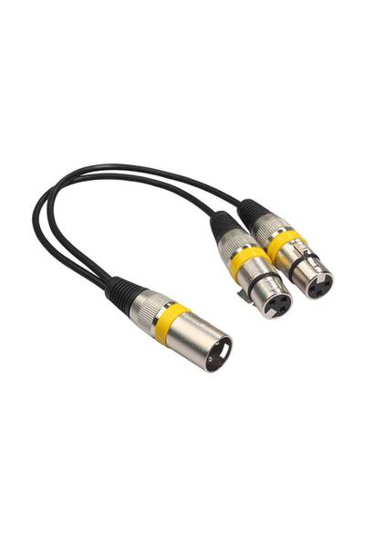 Choice3 Yellow 30CM XLR Splitter Male to Dual Female,3 Pin XLR Male to Female...