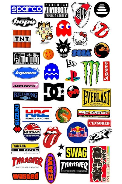 Limitless Design Retro & Street Kültür Sticker Seti 22x30 cm – Karışık İkonik...