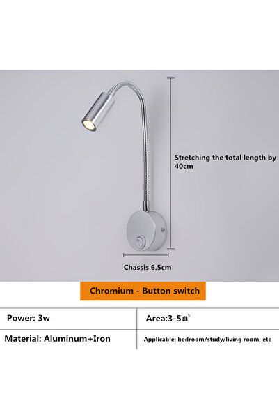 Choice 3w 3000k Chromium color LED 3W Gooseneck Reading Wall lamp Flexible Ad...