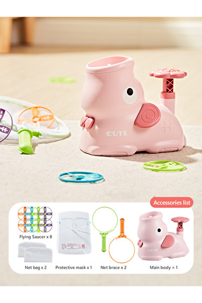 Choice قاذفة أقراص هوائية وردية اللون، ألعاب أطفال داخلية وخارجية، آلة تحليق، قرص طائر، صحن، قدم L