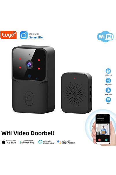 Choice black Tuya WiFi Video Doorbell Smart Home Door Bell Wireless Rechargeable Battery Outdoor HD Camera