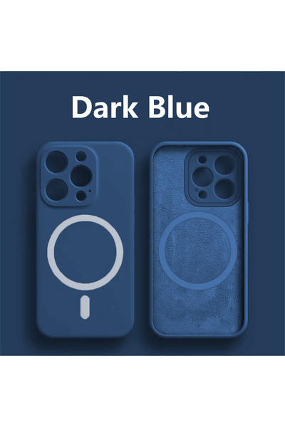 Choice غطاء سيليكون سائل مغناطيسي أزرق داكن لهاتف آيفون 7 - 8 - SE 2020، متوا...