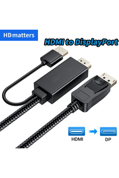Choice HDMI in to HDMI out Active HDMI to Displayport 1.2 4K converter cable 1.8m HDMI in to Displayport ou