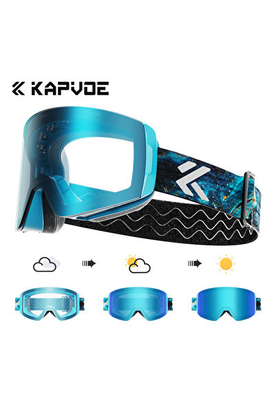 KAPVOE Photochromic-15 Photochromic Ski Goggles Magnetic Anti-Fog Lenses UV400 Protection Men Women