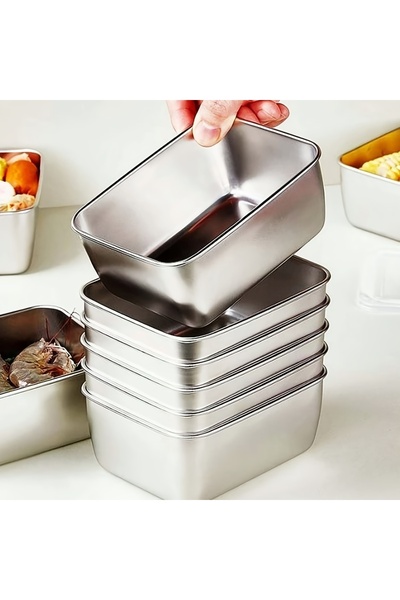 Choice طقم علب تخزين طعام من الفولاذ المقاوم للصدأ مكون من 6 قطع فضية اللون مع أغطية - مانعة للتسرب، قابلة للتكديس وإعادة الاستخدام