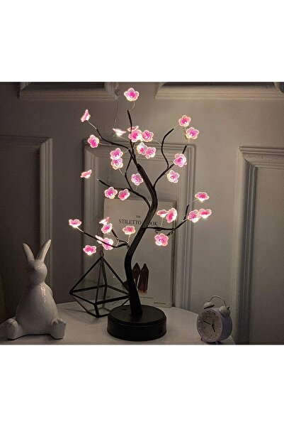 Choice شجرة طاولة على شكل زهر البرقوق، مزودة بمقبس USB، تعمل بمفتاح لمس، تعمل بمنفذ USB أو بطارية