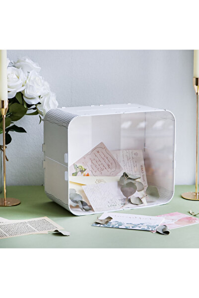 Choice صندوق بطاقات زفاف أبيض حليبي دافئ من الأكريليك، صندوق هدايا لحفلات الز...