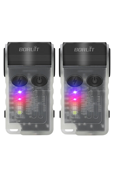 Choice مصباح يدوي LED قوي قابل لإعادة الشحن بمنفذ USB-C، أبيض اللون، قطعتان، من نوع BORUiT V20، يدور 180 درجة، مع سلسلة مفاتيح.