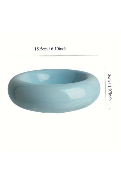 Choice Blue Cat Bowl Ceramic Cat Bowl Dish Pet Bowl Donut Shape Cat Food Bowl...