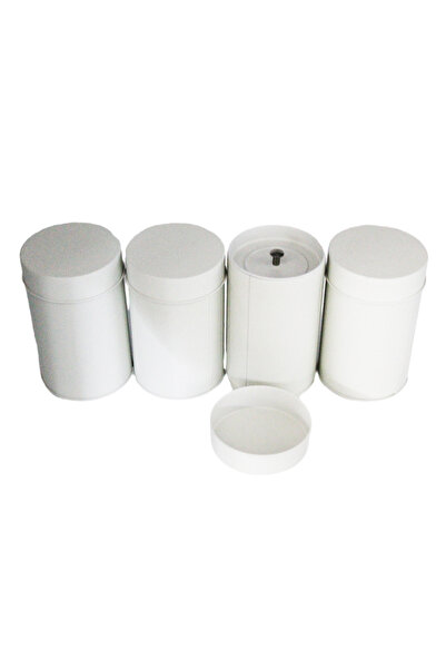 Choice علبة شاي بيضاء مكونة من 4 قطع بغطاء مزدوج محكم الإغلاق، مناسبة لعلب ال...