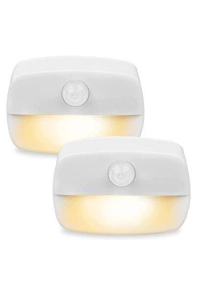 Choice مصباحان ليليان LED داخليان بمستشعر حركة، لون أبيض دافئ، يعملان بالبطارية