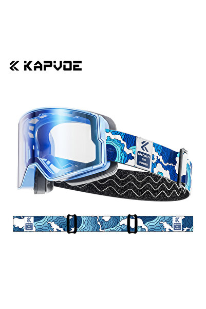 KAPVOE Photochromic-BL-06 Photochromic Ski Goggles Magnetic Anti-Fog Lenses UV400 Protection Men Wom