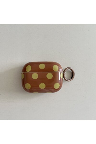 Choice جراب سماعات أذن لامع بتصميم بسيط وأنيق باللون البني، مزين بنقاط كبيرة ...