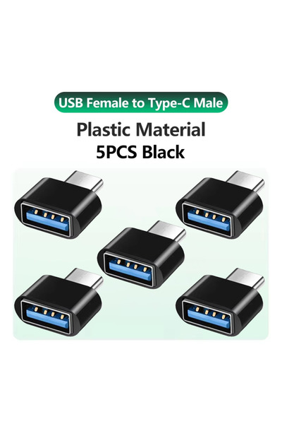 Choice 5 محولات USB إلى USB-C سوداء اللون، متوافقة مع iPhone 17، محول شاحن سي...