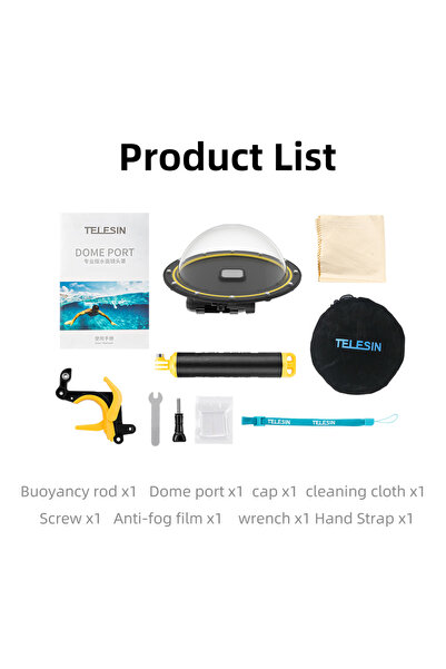 Choice جراب مقاوم للماء من تيليسين، مقاوم للماء حتى عمق 30 مترًا، مزود بمنفذ قبة 6 بوصات ومقبض عائم، مناسب لكاميرات هيرو 12 و11 و10 و9.