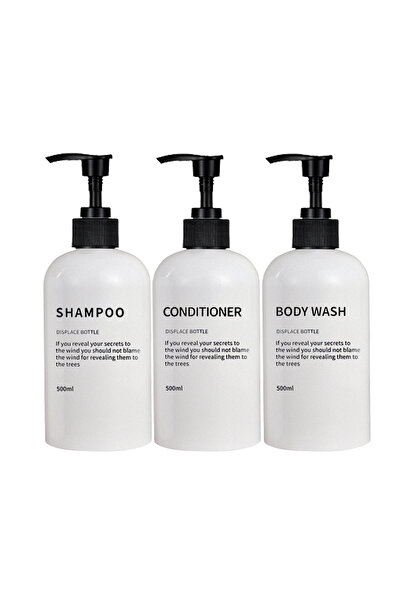 choice2 White 3 Pack Soap Dispenser Shampoo and Conditioner Dispenser Body Wa...