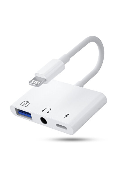 Choice محول Byscoon أبيض اللون، 3 في 1، من Lightning إلى USB 3.0/شحن/مقبس 3.5...