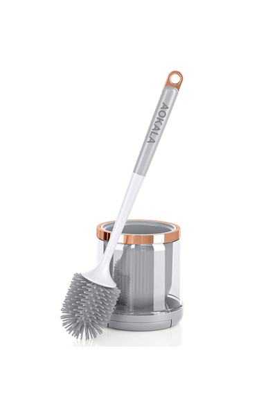 Choice Light Grey Aokala Silicone Toilet Brush SetToilet Bowl Brush and Holde...