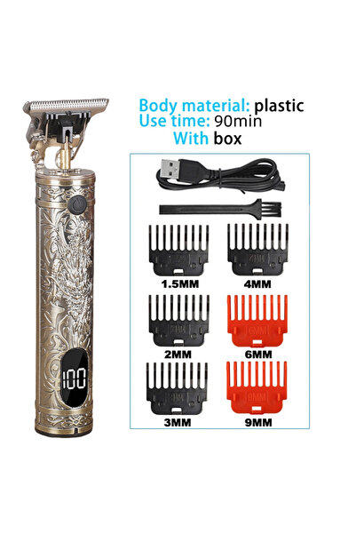 Choice ماكينة حلاقة كهربائية عتيقة من النحاس للرجال، شاشة عرض رقمية، رأس قص م...