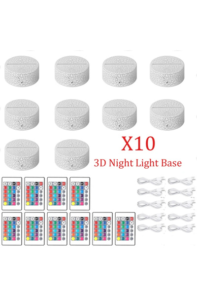 Choice black 10pcs 3D LED Light Holder Acrylic Board Ligh Base 16 Colors Dimmable ABS USB Remote Control De