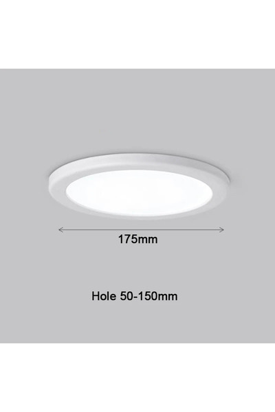 Choice لوحة إضاءة LED دائرية بيضاء اللون بقوة 15 واط، رفيعة للغاية، مناسبة للأسقف المعلقة، بفتحة قابلة للتعديل من 50 مم إلى 200 مم
