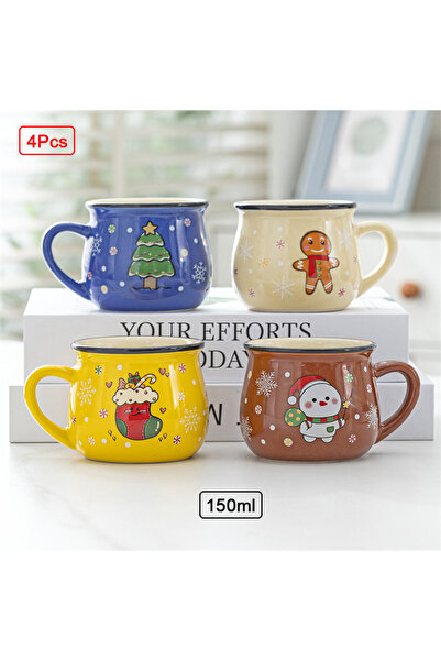 Choice 150ml Set B-4Pcs Ceramic Christmas Mug Cartoon Santa Mousse Cup Coffee Cup For Office Home Baking De