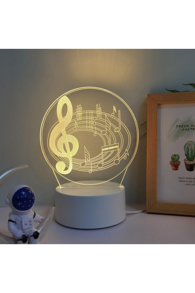 Choice ضوء دافئ بلون واحد، مصباح ليلي ثلاثي الأبعاد على شكل نوتة موسيقية كبيرة يعمل بمنفذ USB، مثالي لمجموعات الموسيقيين، الحفلات، والمهرجانات