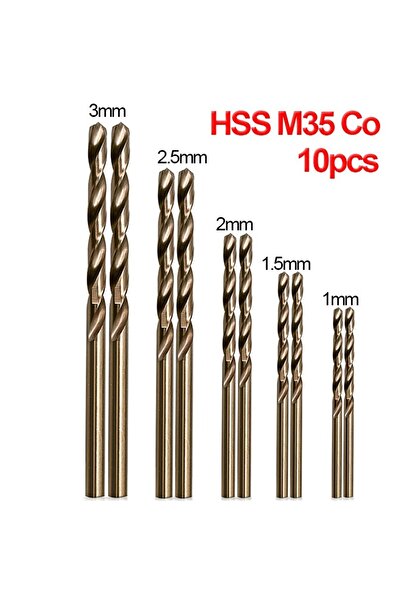 Choice 10pcs/set HSS M35 Cobalt Drill Bit 1mm 1.5mm 2mm 2.5mm 3mm Cobalt Coated Drill Bit Power Tool For...