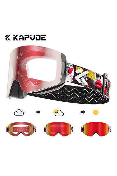 KAPVOE نظارات تزلج فوتوكروميك-16، عدسات مغناطيسية مضادة للضباب، حماية من الأش...