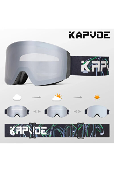 KAPVOE Photochromic-05 Photochromic Ski Goggles Magnetic Anti-Fog Lenses UV40...