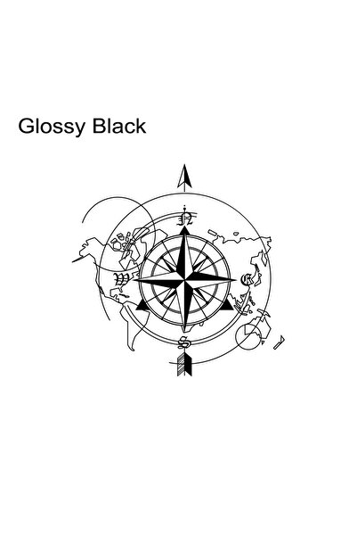Choice ملصق جداري أسود لامع على شكل بوصلة وخريطة العالم، مقاس 30×30 سم، مناسب...