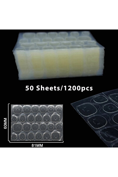 Choice غراء أظافر جيلي ذهبي مزدوج الجوانب، 24 قطعة × 50 قطعة، شفاف، لاصق لتزي...