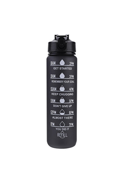 Choice4 زجاجة ماء سوداء سعة 1 لتر، زجاجة رياضية تحفيزية مانعة للتسرب، مثالية ...
