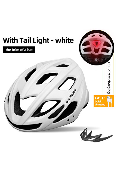 Choice خوذة ركوب الدراجات X-TIGER بيضاء اللون، للرجال والنساء، مزودة بإضاءة L...