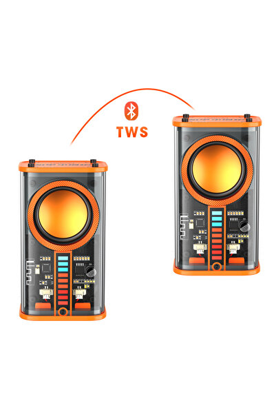 Choice TWS 2PCS Transparent Cyberpunk Wireless Bluetooth Speaker Sound Light ...