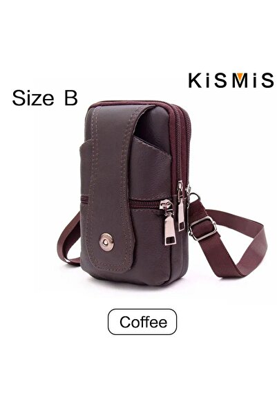 Choice Size B Coffee KISMIS Fashion Men's Leather Waist Bag - Multifunction F...