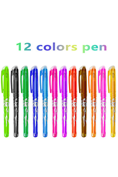 Choice قلم حبر جاف متعدد الألوان قابل للمسح، 12 لونًا، 0.7 مم، أدوات كتابة ور...