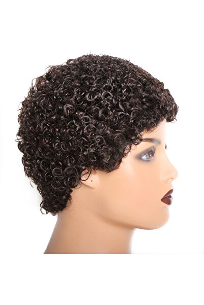 Choice Model Size #1B Short Kinky Curly Wigs Human Hair Machine Made Pixie Cut Wigs Brazilian Human Hair Fo