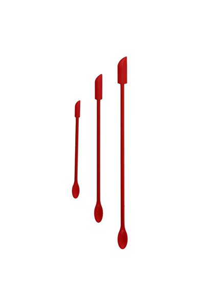 Choice ملاعق سيليكون صغيرة حمراء من JCD، 3 قطع، لتوزيع كريم الأساس، مناسبة لل...