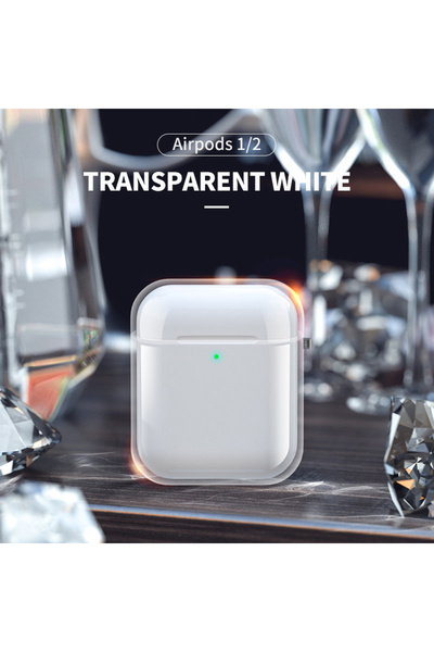 Choice جراب سماعات أذن شفاف أصلي أبيض اللون لسماعات AirPods 1-2، متوافق مع Ai...