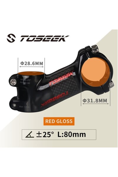 Choice 25Degree-80mm-Glossy Toseek Stem MTB Carbon + Aluminum Mtb Handlebar S...